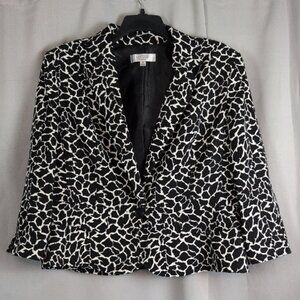 Kasper Black and White Abstract Giraffe Print Jacket Blazer 18W